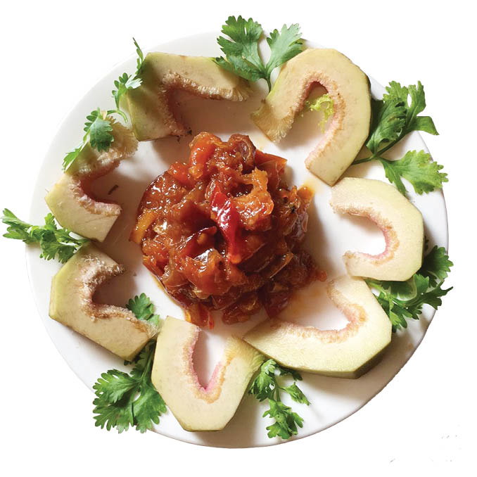 Sour shrimp sauce simmered with pork belly
