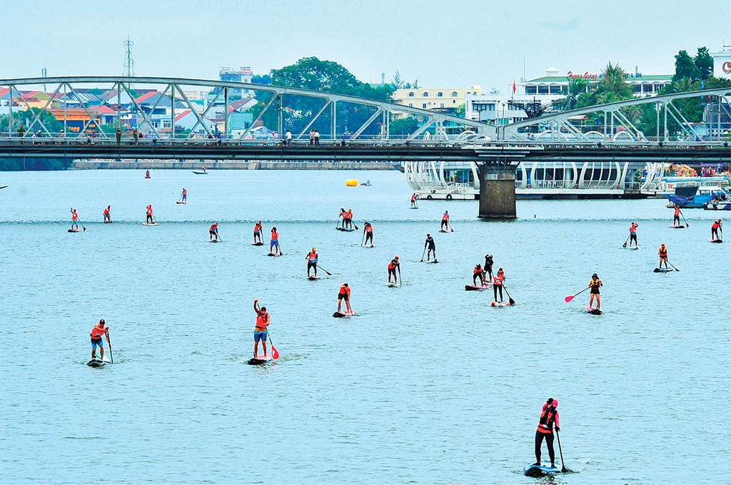 Surfing Sup on the Perfume River