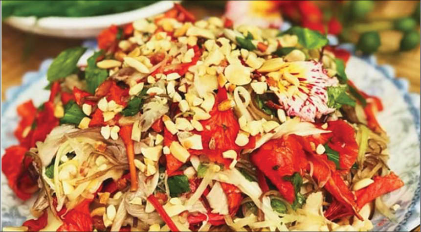 Beautiful flamboyant flower salad