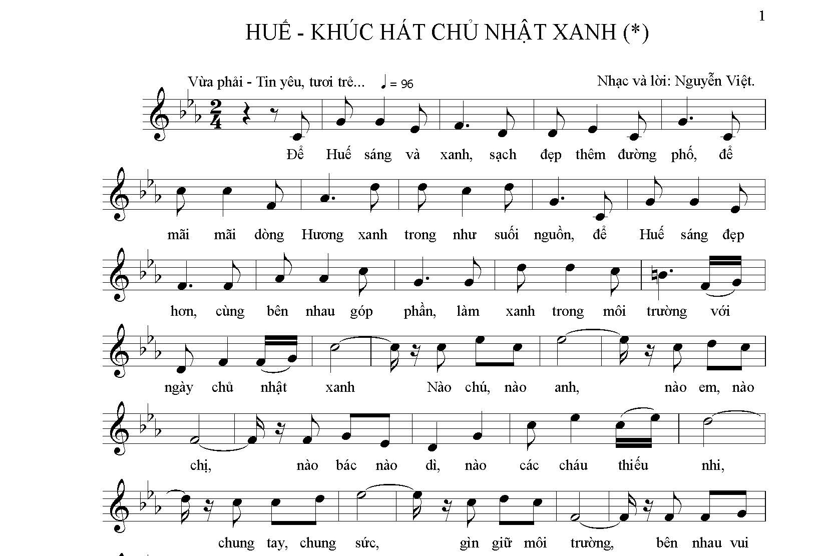 Khúc hát Chủ nhật xanh