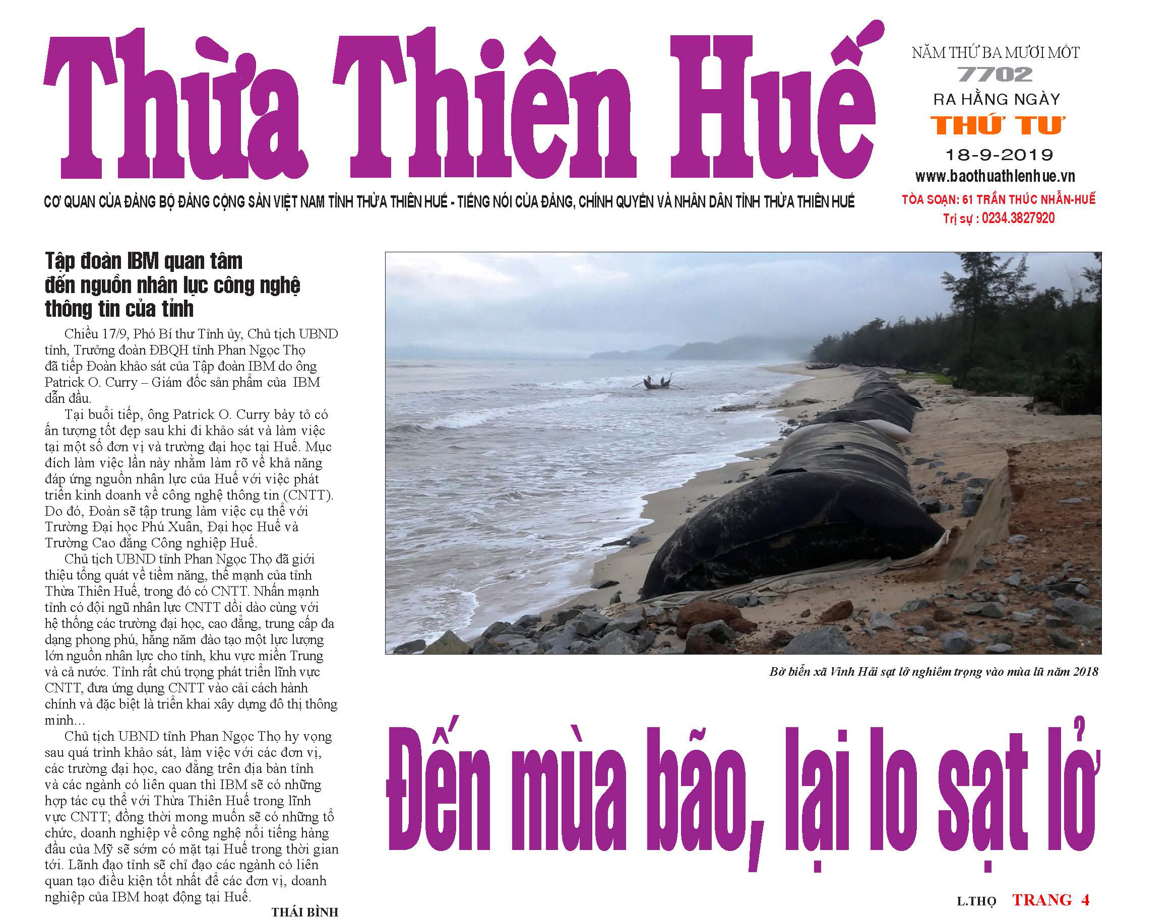 Đón đọc Báo Thừa Thiên Huế ra ngày 18 9