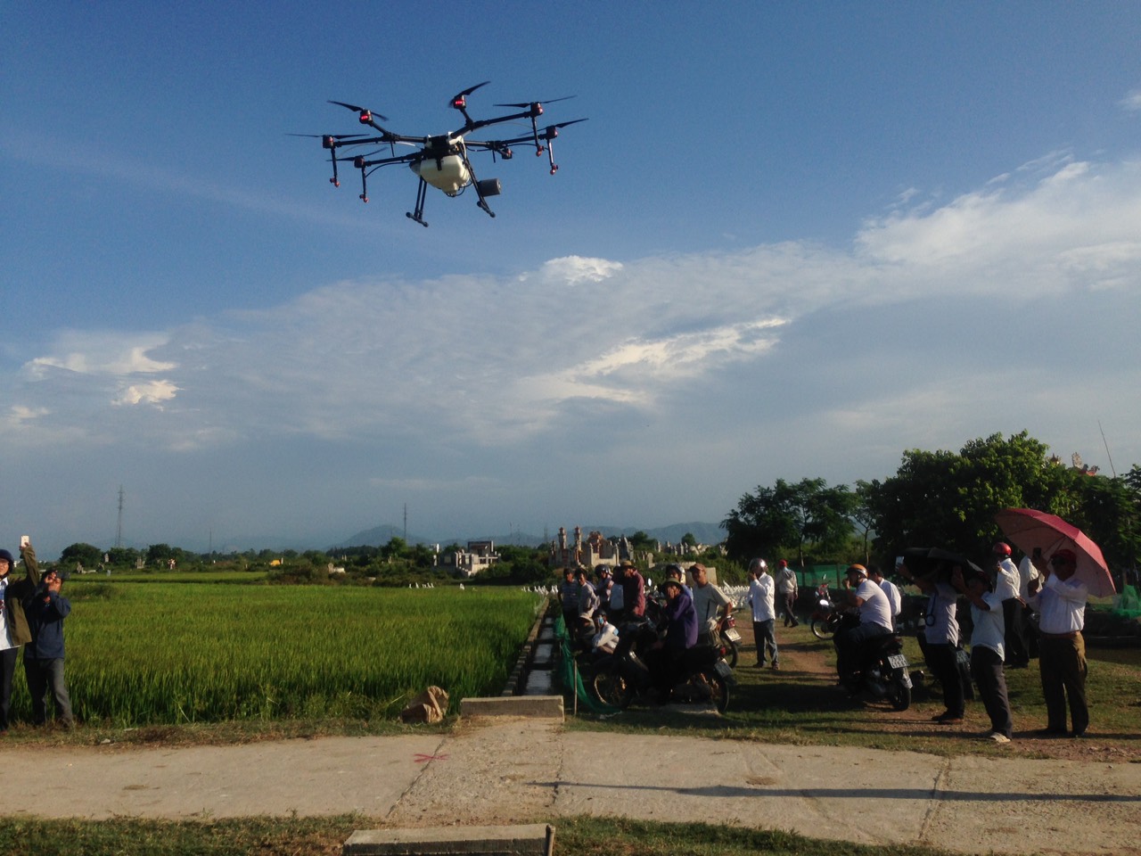 Hương Trà Phun thuốc trừ sâu bằng thiết bị bay không người lái