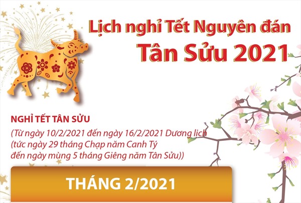 Lịch nghỉ Tết Nguyên đán Tân Sửu 2021