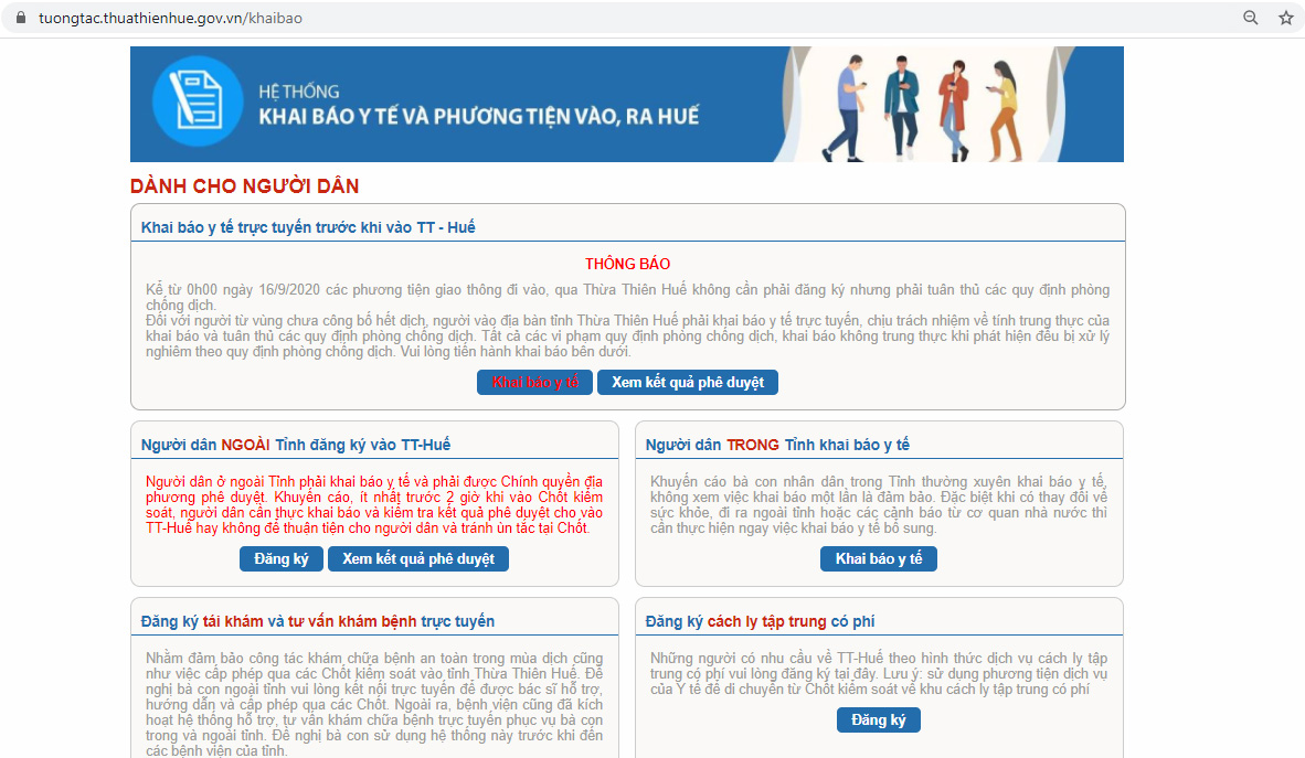 Những ai có đến 31 điểm được Bộ Y tế thông báo có thể khai báo y tế tại Hue-S