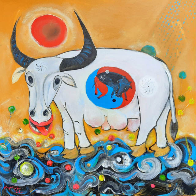 Trâu trong hội họa Biểu trưng cho sự bình yên, no đủ