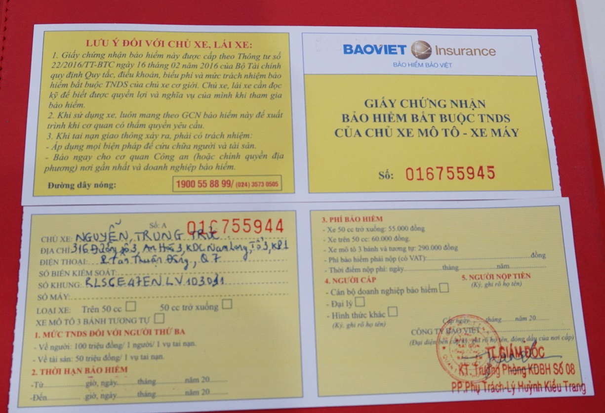 Bảo hiểm xe máy bắt buộc Chủ xe nhận được những quyền lợi gì