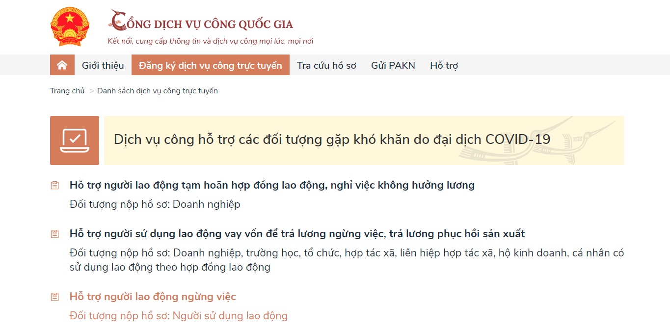 Cổng Dịch vụ công quốc gia có 8 dịch vụ hỗ trợ người lao động và doanh nghiệp