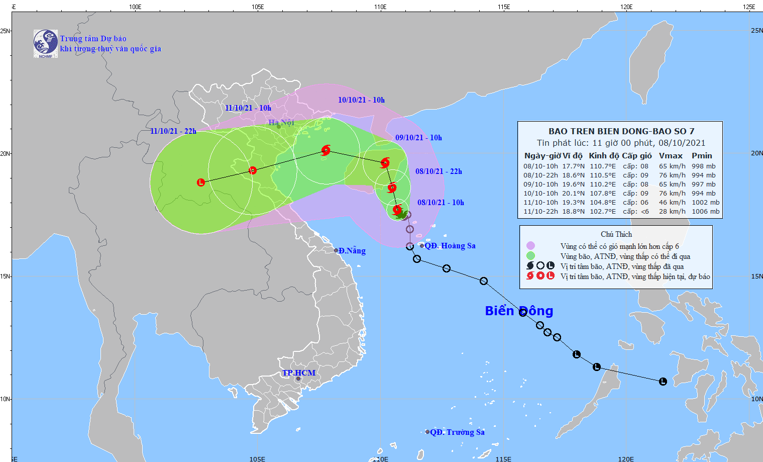 Bão số 7 có khả năng mạnh thêm, Đông Bắc Bộ có mưa rất to từ chiều 9 10