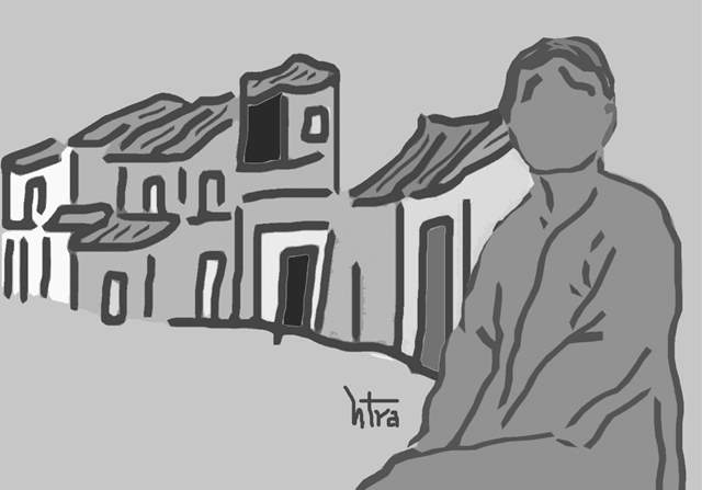 Tựa cửa nhìn theo