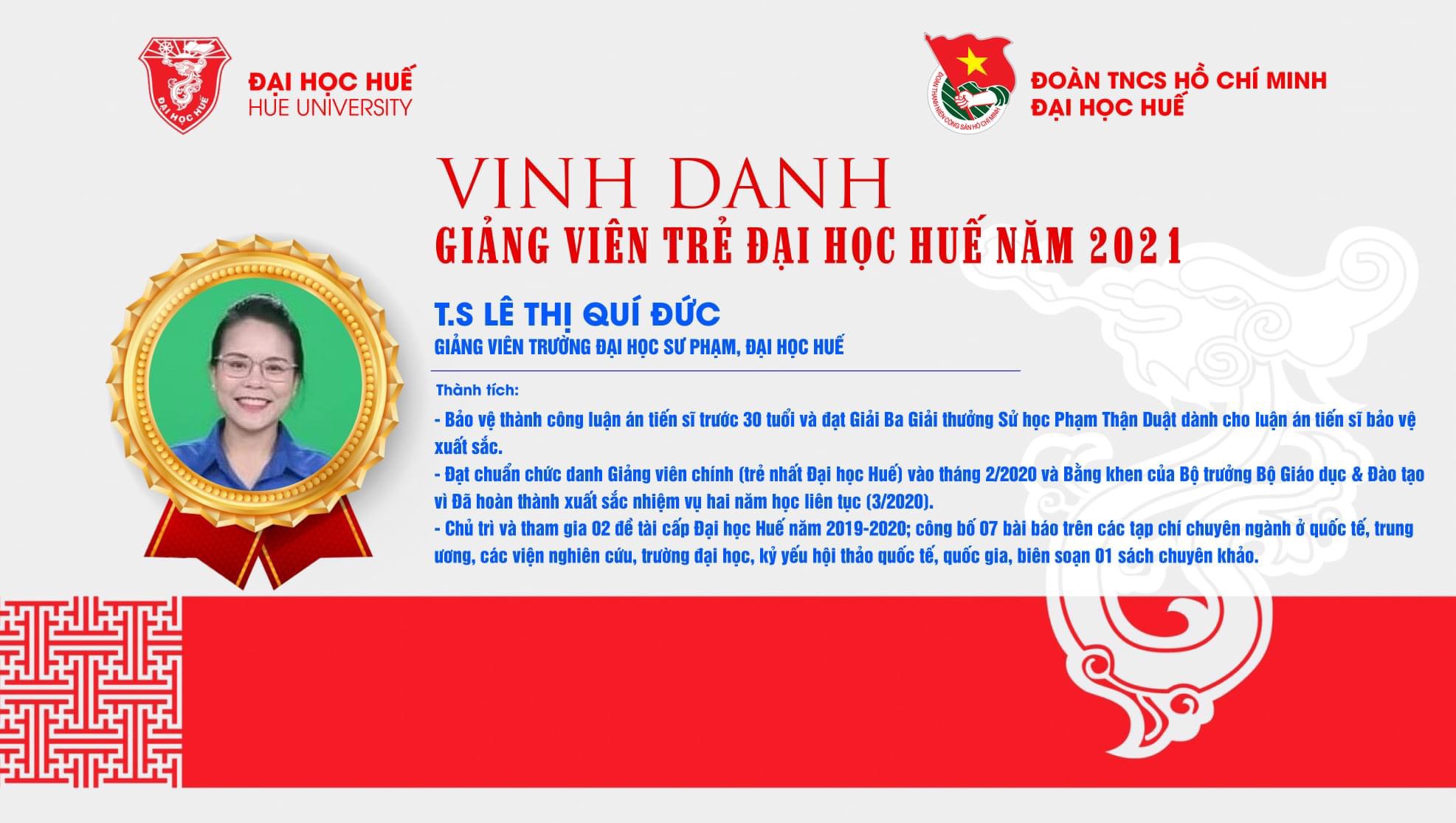 24 giảng viên trẻ tiêu biểu Đại học Huế được vinh danh, khen thưởng