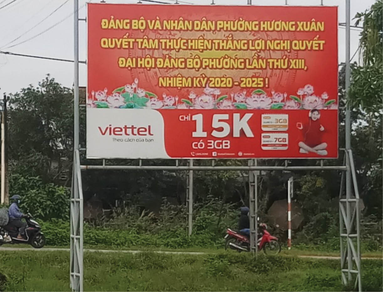 Bảng tuyên truyền không đúng quy định của phường Hương Xuân