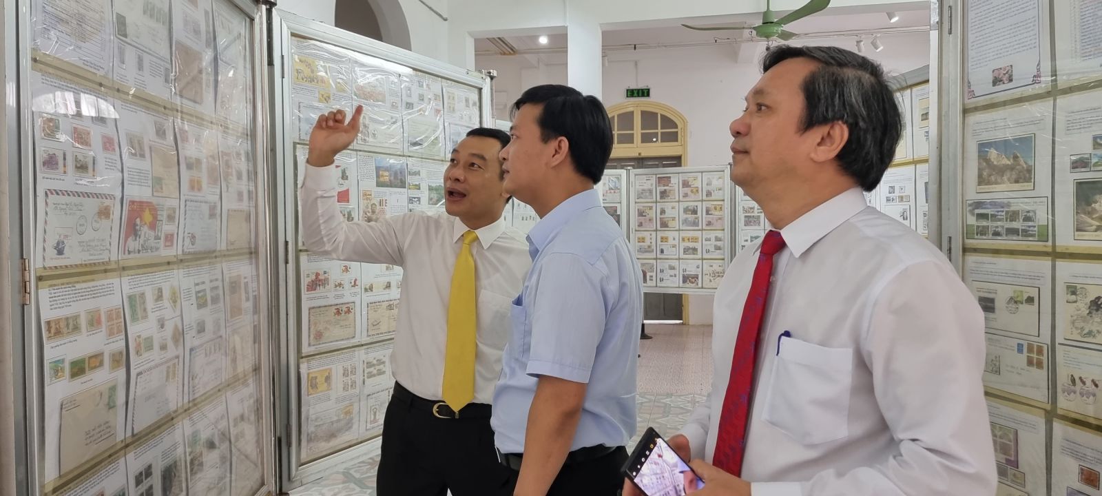 A postage stamps display themed “Hue - Cultural Heritage - Tourism”