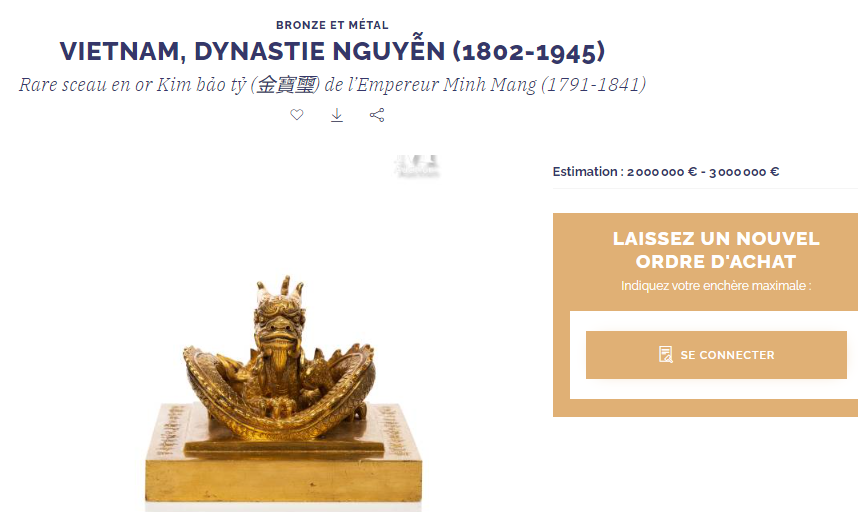 Two precious Nguyen Dynasty antiques up for auction in France