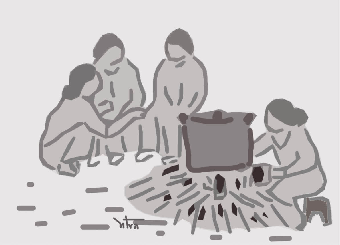 Góc bếp bập bùng lửa sáng