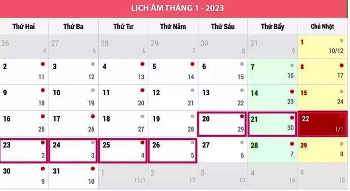 Tết Âm lịch 2023 được nghỉ 7 ngày