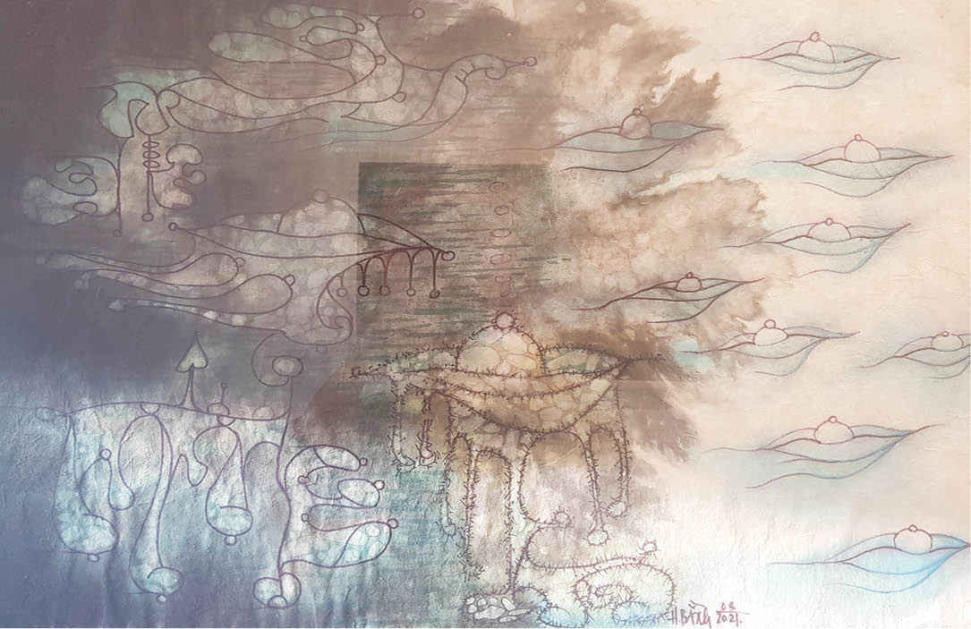 “Confluence with Lotuses on Paper”