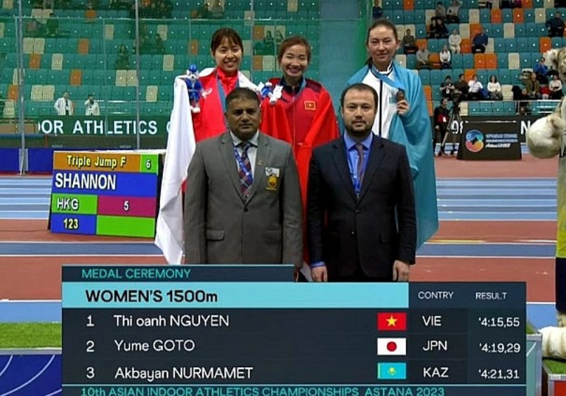 Nguyễn Thị Oanh giành huy chương vàng điền kinh châu Á 2023