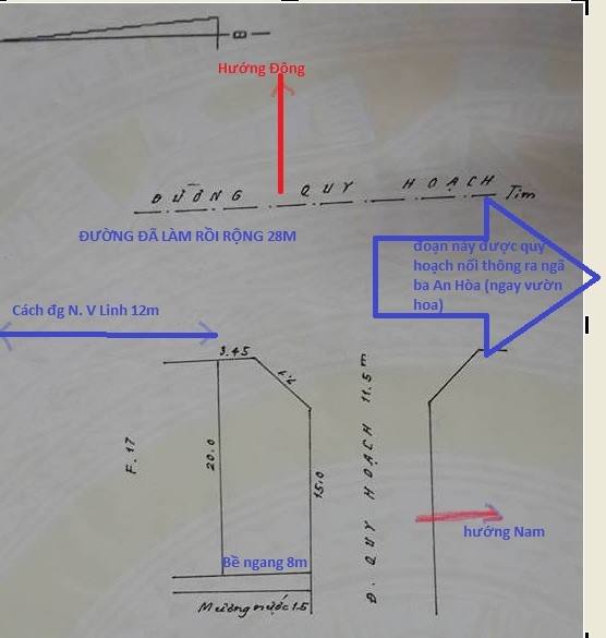 Bán 160m2, 2 mặt tiền đường rộng 28m (hướng Đông và Nam)
