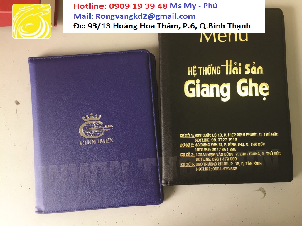 Xưởng sản xuất bìa menu, sản xuất bìa simili, bìa tốt nghiệp ...