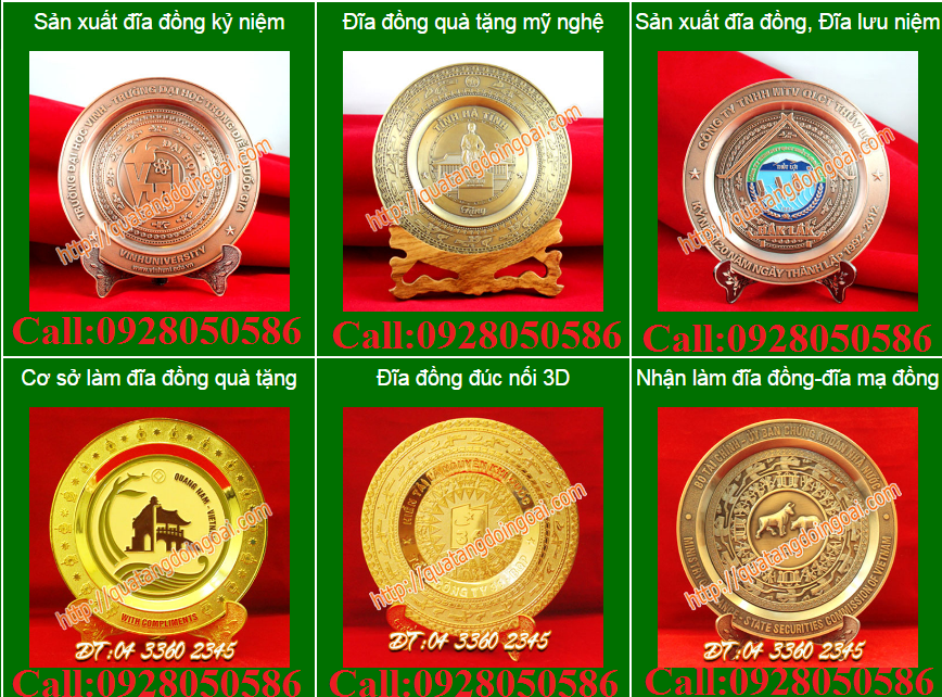 Địa chỉ làm đĩa đồng lưu niệm,sản xuất đĩa đồng đúc kỷ niệm ngày truyền thống