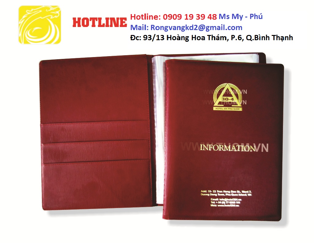 Cơ sở sản xuất bìa da menu, bìa da simili, bìa da trình ký, bìa da....