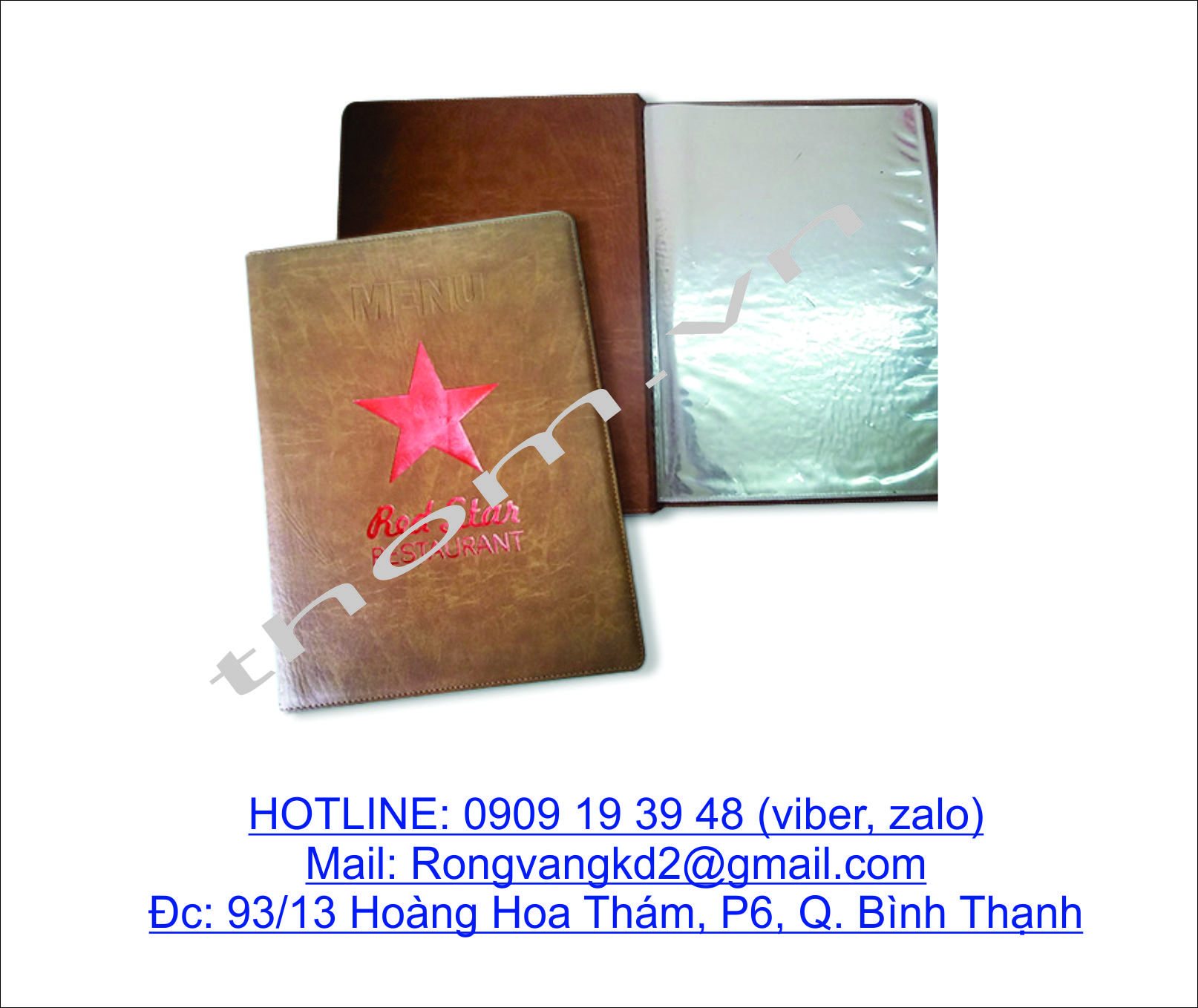 Cơ sở sản xuất bìa menu nhà hàng, menu da, menu quán cà phê ...