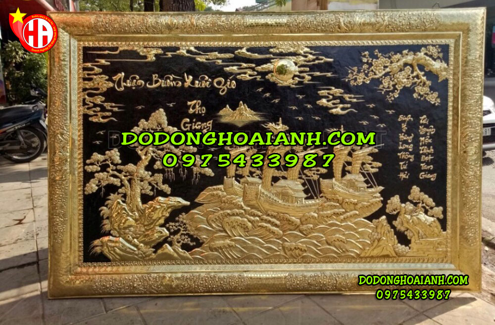 Tranh đồng thuận buồm xuôi gió - đồ đồng Hoài Ánh