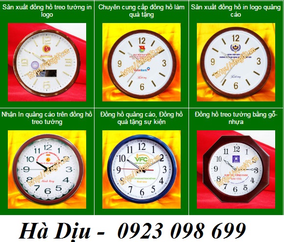 đồng hồ treo tường, in logo đồng hồ quảng cáo