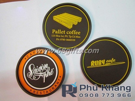 Lót ly bằng cao su, đế lót ly dập nổi, sản xuất móc khóa cao su dập nổi