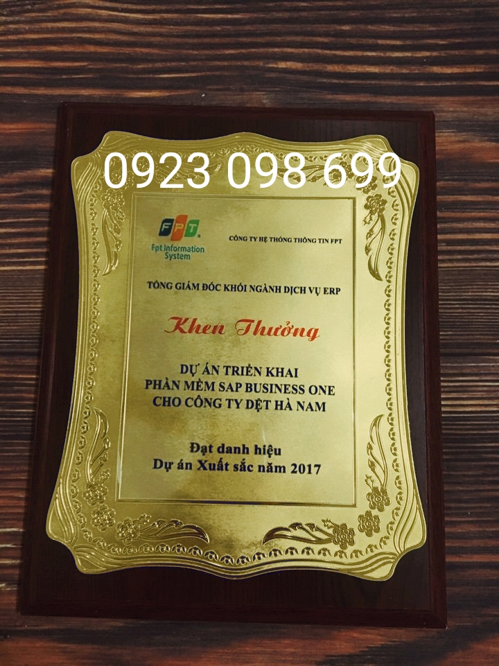 bảng vinh danh, biểu trung gỗ đồng, chứng nhận đạị lý