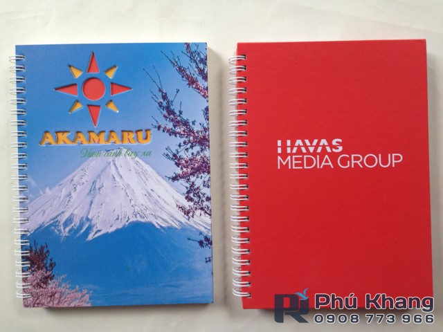 Sản xuất sổ tay quà tặng, in sổ tay lò xo giá rẻ, may sổ tay bìa da