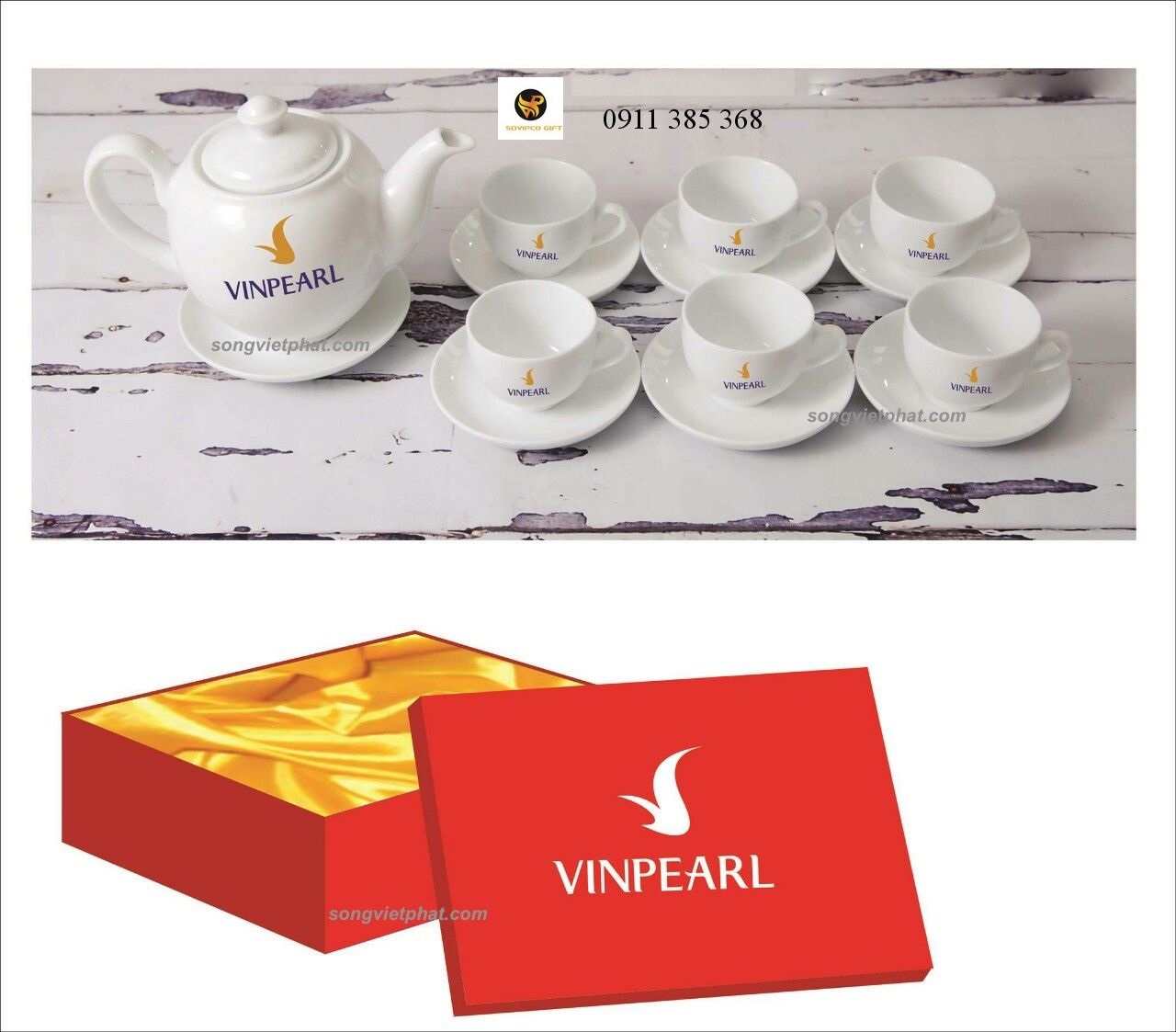 Bộ ấm trà in logo làm quà tặng