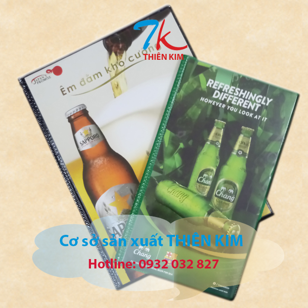 Xưởng sản xuất bìa menu khách sạn, tab tính tiền bằng da, sản xuất bìa giả da theo yêu cầu,