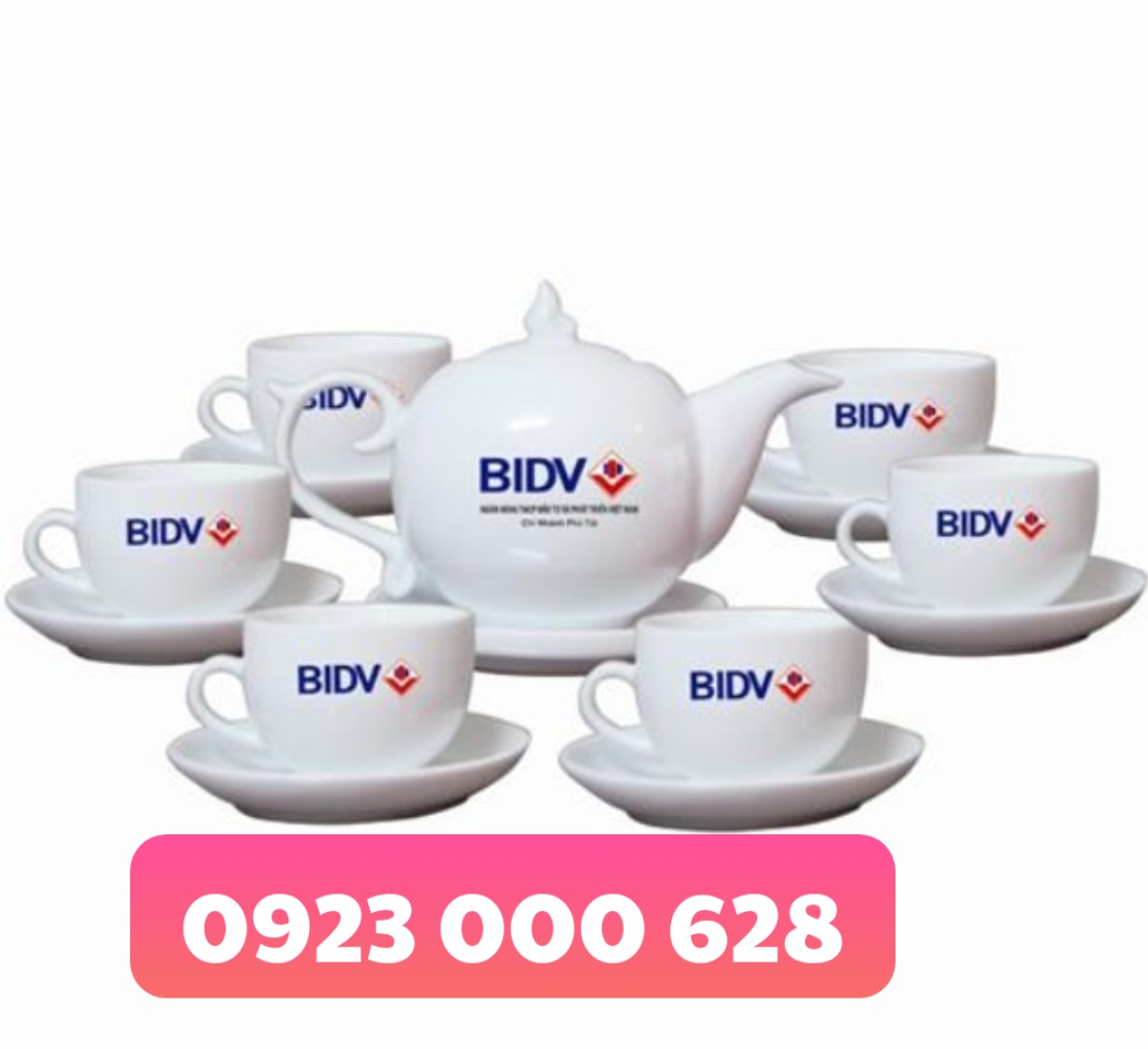 Bộ ấm chén sứ quà tặng,bộ ấm trà in logo quà tặng, quà tặng đại hội