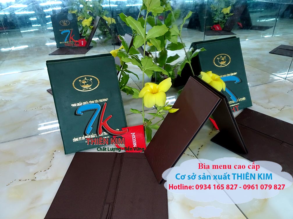 Nhận sản xuất cuốn menu, chuyên làm bìa da, cung cấp bìa kẹp tiền, làm bìa kẹp hồ sơ, bìa trình ký, bìa menu giá rẻ, làm bìa còng, bìa đựng chứng chỉ, bìa đựng bằng cử nhân,