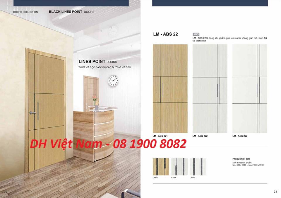 Cửa Phòng ngủ, cửa nhà vệ sinh Chất liệu ABS NHẬP KHẨU Hàn Quốc