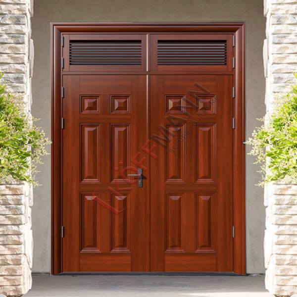 Cửa cổng chính thép vân gỗ cao cấp DH Group 22.4