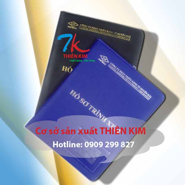 Nhà sản xuất bìa da có logo, bìa da dập logo công ty, nơi làm bìa folder da, đặt bìa da kẹp hồ sơ,