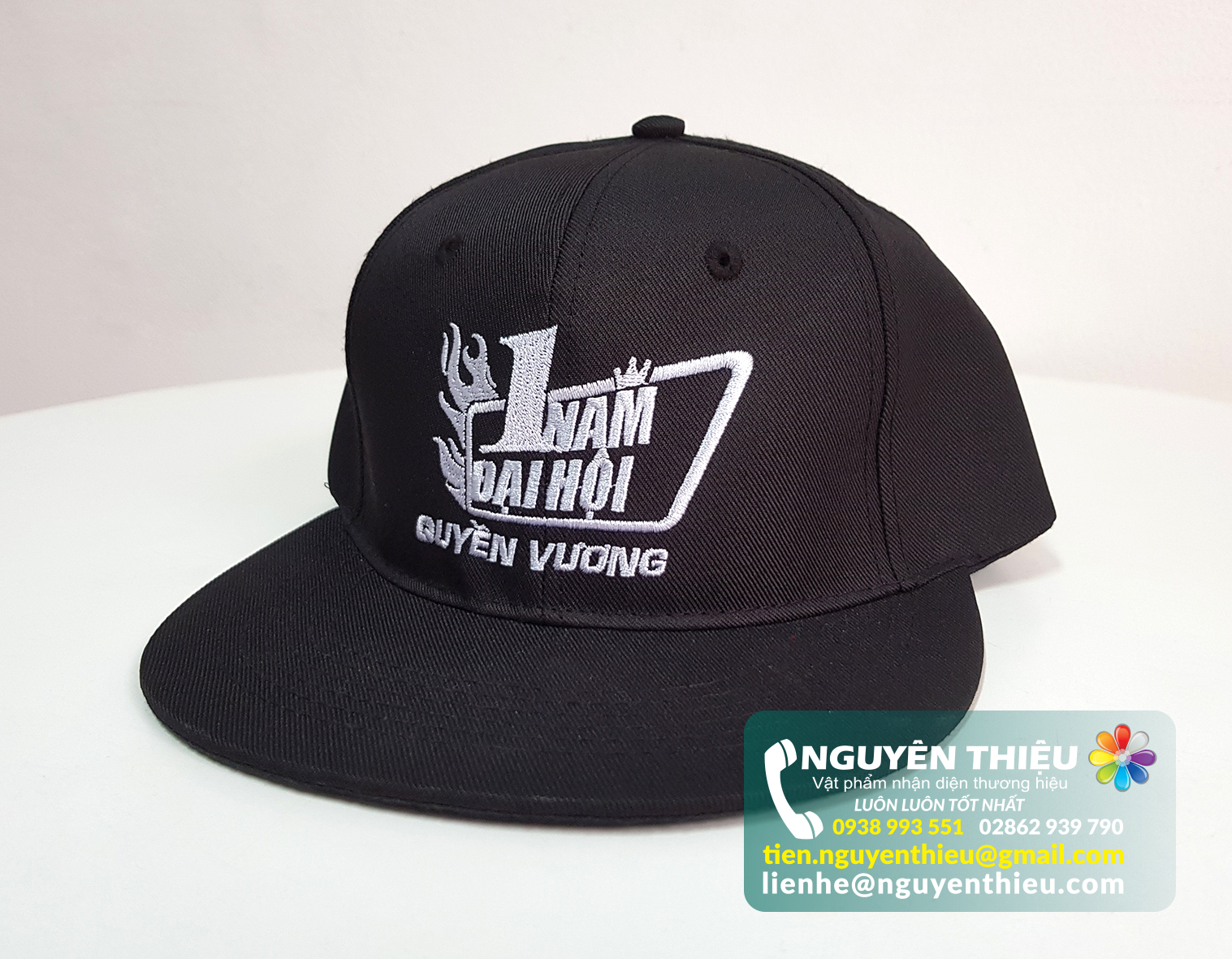 May mặc thương hiệu in thêu theo yêu cầu, may mũ nón lưỡi trai in thêu logo