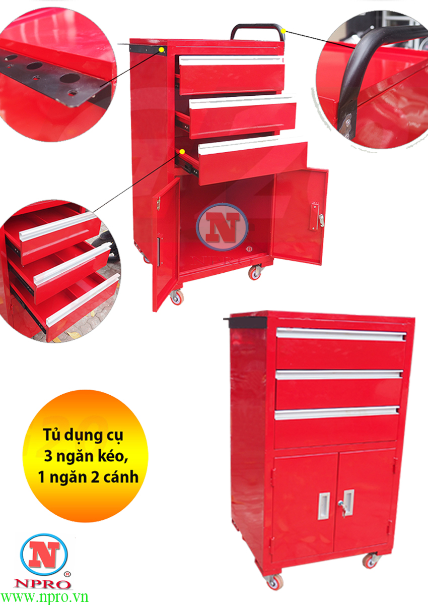 Tủ đồ nghề 3 ngăn 2 cánh