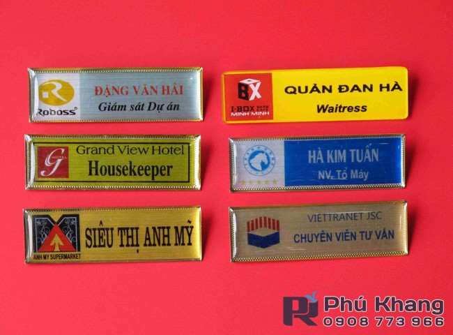 Cơ sở sản xuất bảng tên cài áo, sản xuất bảng tên nhân viên, bảng tên inox giá rẻ
