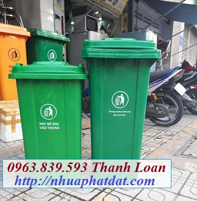 Thùng rác nhựa 100L, thùng rác nhựa có 2 bánh xe thu gom rác hộ gia đình