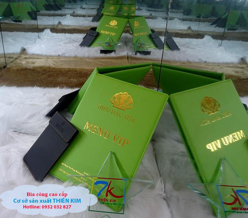 Địa chỉ gia công cuốn menu da, bìa menu  còng, menu bắt vít, menu da cao cấp