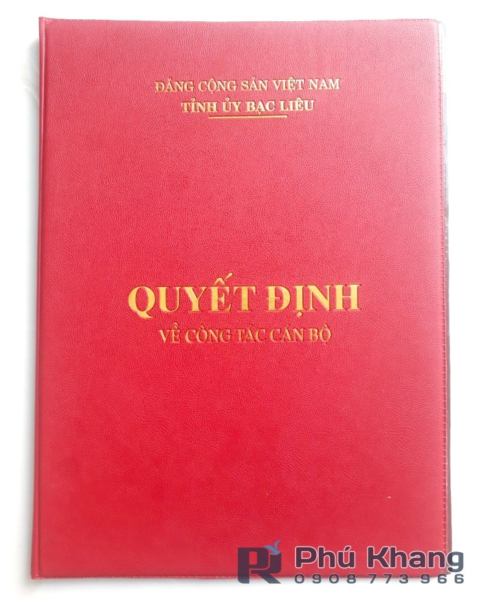 Bìa da đựng quyết định, bìa nhung đựng giấy khen bằng khen