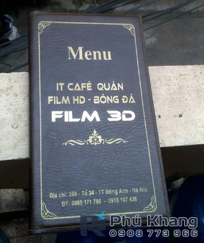 Xưởng may bìa menu bắt vít, bìa da menu 8 gốc