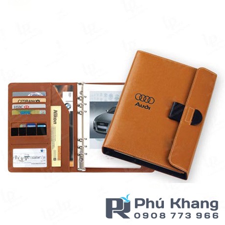 Sổ tay a5 làm theo yêu cầu, may bìa sổ tay gáy còng 6 lỗ