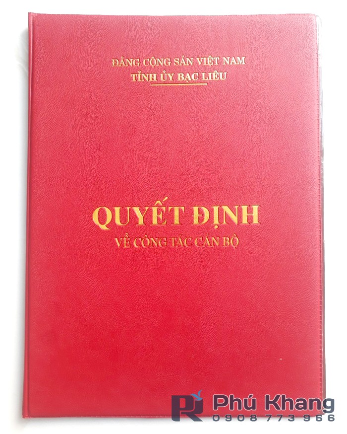 Cơ sở sản xuất bìa trao quyết định, may bìa kẹp quyết định cán bộ